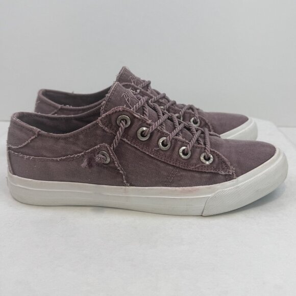 Blowfish Malibu Womens 8/8.5 Martina Faded Burgundy Distressed Canvas Sneakers - Picture 3 of 11